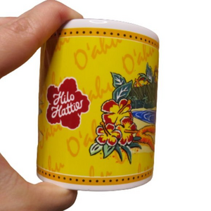 Hilo Hattie‎ Hawaii Island Oahu Yellow Coffee Mug Cup Lei Aloha Tropical